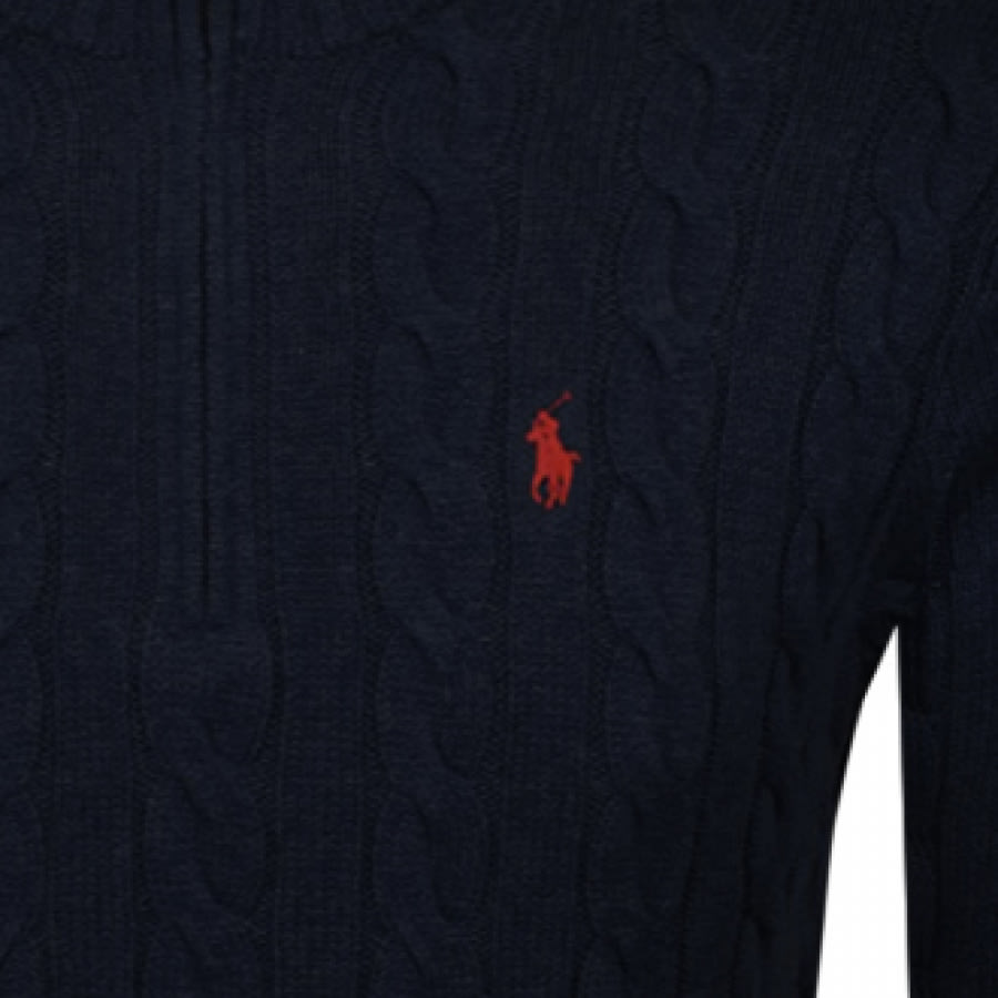 Alternative Image for ProductRalph Lauren Half Zip Cable Knit Jumper Navy3